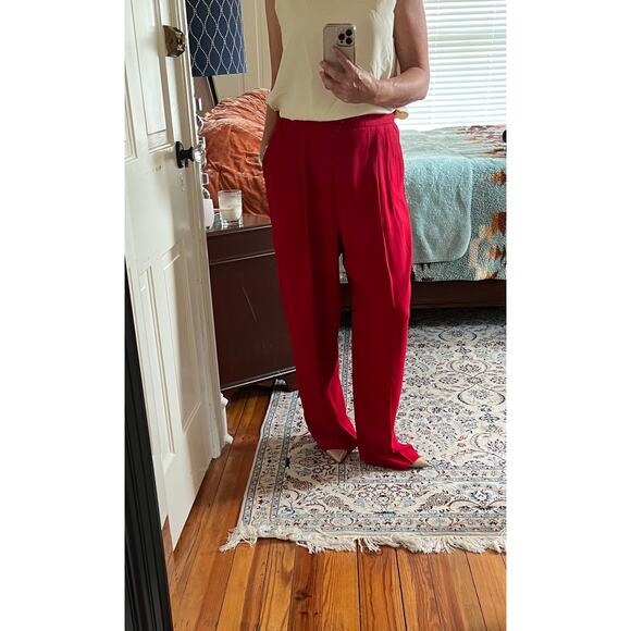 Vintage 90s High Waisted Dress Pants Cherry Red - Picture 4 of 8
